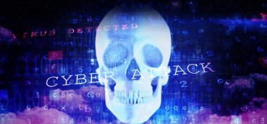 Virüs arka planı mavi insan kafatası