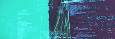 Modern ofis binası manzarasına karşı mavi kodları