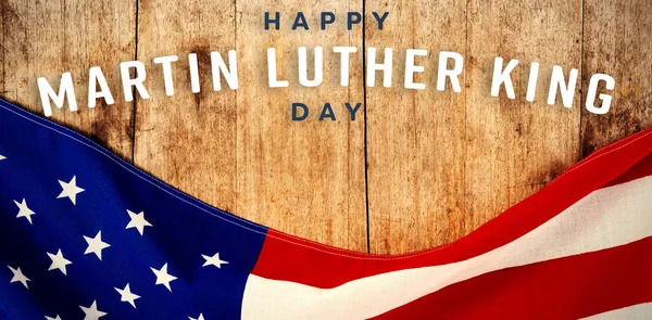 Feliz Día Martin Luther King Contra Bandera Americana Una Mesa — Foto de Stock