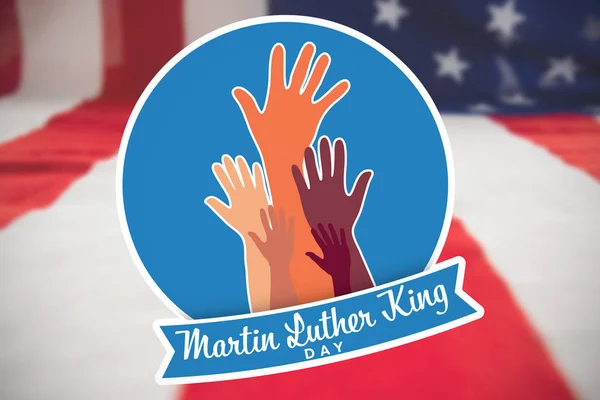 Hari Martin Luther Raja Dengan Tangan Menentang Close Bendera Amerika — Stok Foto