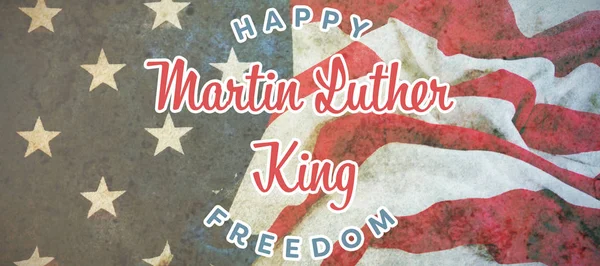 Feliz Martin Luther King Libertad Contra Bandera Americana Una Mesa — Foto de Stock