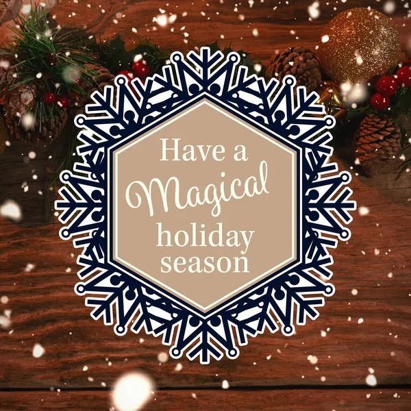 Snowflake Have Magical Holiday Season Rustic Christmas Garland Copy Space — Stock Photo, Image