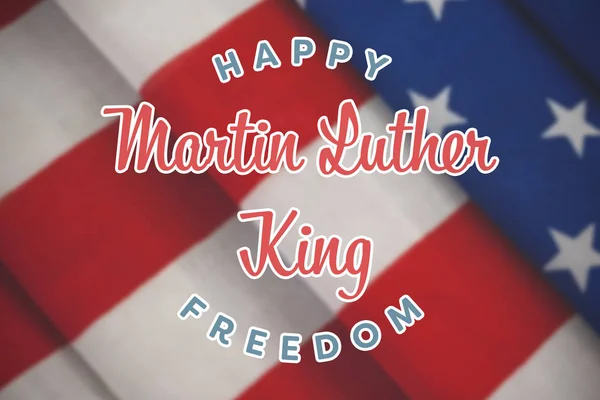 Feliz Martin Luther King Libertad Contra Primer Plano Bandera Americana — Foto de Stock
