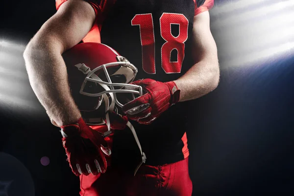 Parte Centrale Del Giocatore Football Americano Con Casco Rugby — Foto Stock