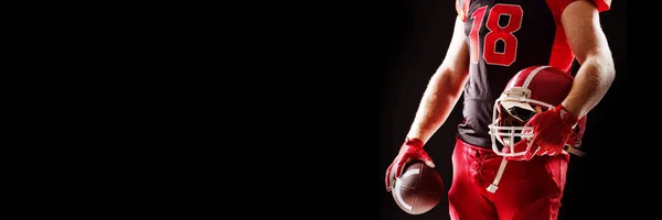 Seção Média Jogador Futebol Americano Com Capacete Bola Rugby — Fotografia de Stock