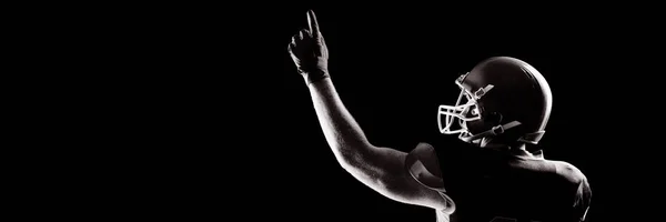 Arkadan Görünüş Kask Yukarı Doğru Işaret Içinde Amerikan Futbolu Oyuncusu — Stok fotoğraf