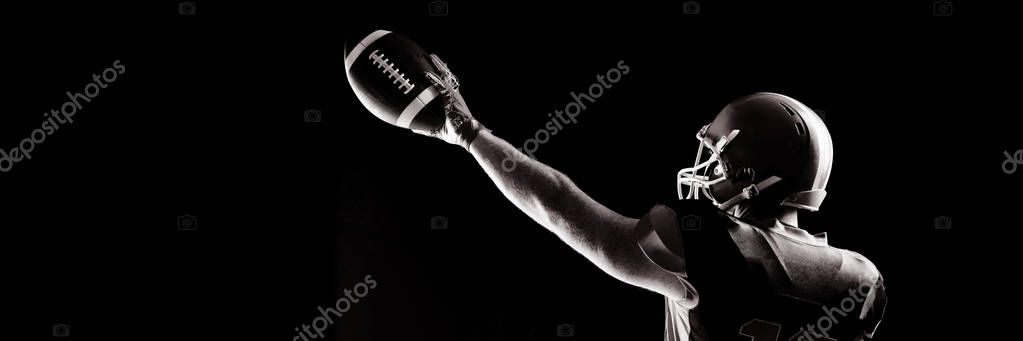 Rear View American Football Player Helmet Holding Rugby Ball Royalty Free Stock Photos