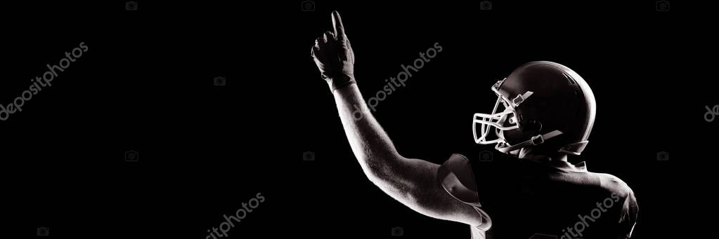 Rear View American Football Player Helmet Pointing Upwards Stock Image