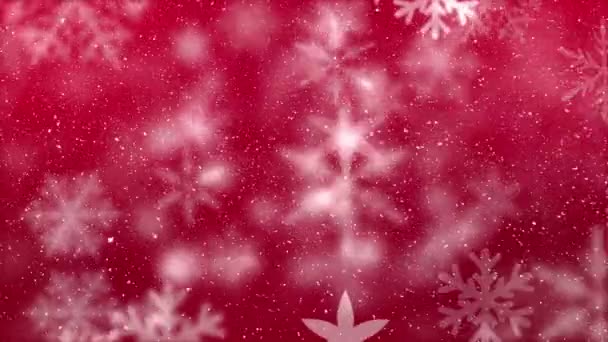 Animation Numérique Flocon Neige Déplaçant Sur Fond Rouge Neige Tombant — Video