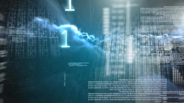 Animación Digital Tecnología Código Binario Gráfico Computación Nube Brillante Segundo — Vídeo de stock