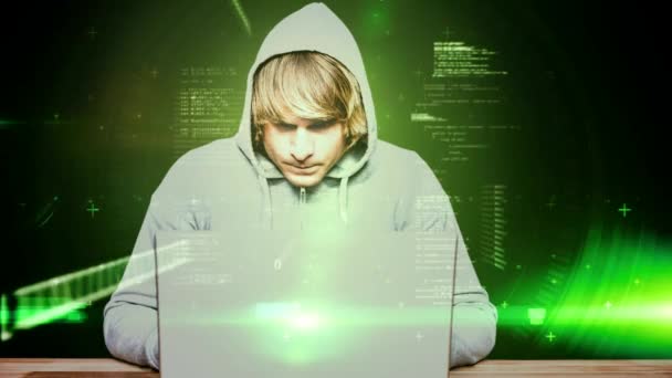 Цифровая Анимация Запутанного Хакера Цифровой Бинарный Технологический Код Фоновом Режиме — стоковое видео