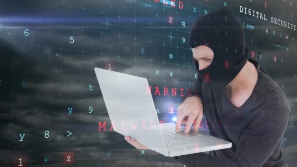 Animação Digital Hackers Hackear Laptop Tela Digital Fundo — Vídeo de Stock