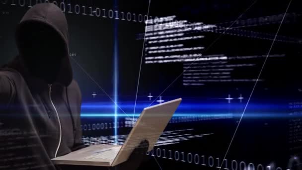 Animazione Digitale Hacker Hacking Laptop Codici Informatici Tecnologici Computer Grafica — Video Stock