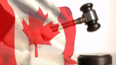 Dijital olarak Kanada bayrağı ve tokmak animasyon. Yargıçlar tokmak karşı bayrak beceriyor