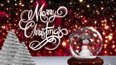 Sevimli Noel animasyon kardan adam parlak bir arka plana dayanır. Kar küresi düşen kar