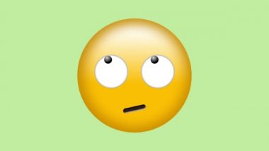 Sosyal medya için büyük yeşil arka plan üzerinde gezinen gözleri ile etrafa Emoji