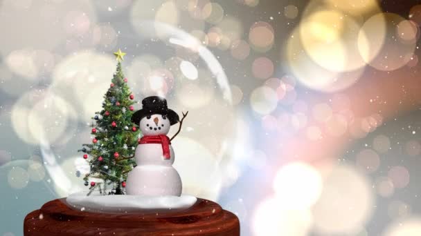 Carino Animazione Natalizia Pupazzo Neve Albero Natale Globo Neve Neve — Video Stock