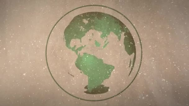 Digitální Animace Zemi Světa Proti Hnědým Pozadím Sníh Padá Celém — Stock video