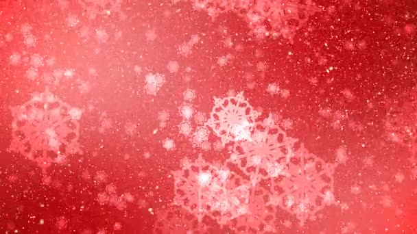 Digital Animation Snowflakes Red Background Snow Falling Snowflakes — Stock Video