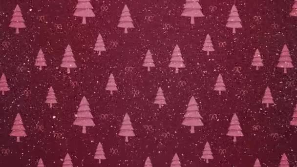 Digital Animation Fir Tree Snowfall Foreground Winter — Stock Video