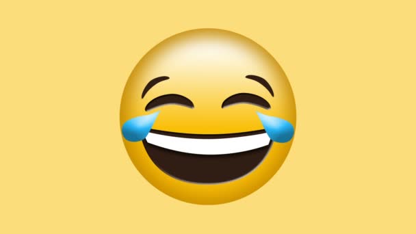 Chorando Com Emoji Riso Fundo Amarelo Ótimo Para Mídias Sociais — Vídeo de Stock