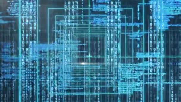Концептуальна Цифрова Анімація Показує Бінарний Технологічний Код Цифрові Коди Програмування — стокове відео