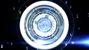 Dijital animasyon futuristik bir arayüze ekran. Arka plan kodunda ikili teknoloji