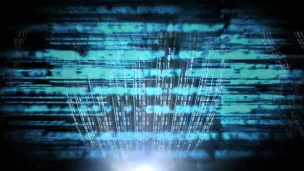 黒の背景にデジタル技術のバイナリ コードのバイナリ データのデジタル アニメーション — ストック動画
