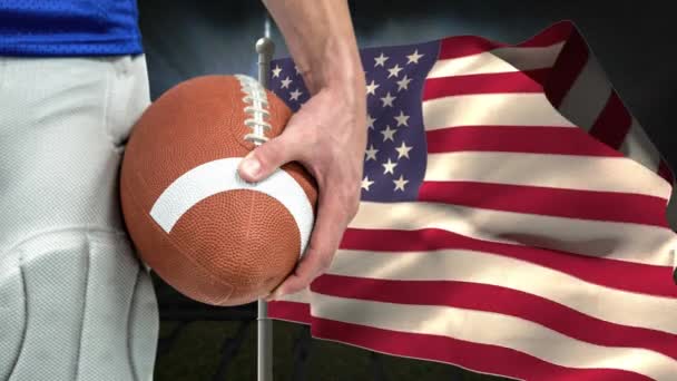 Animación Digital Conceptual Que Muestra Derrota Jugador Rugby Bandera Americana — Vídeo de stock