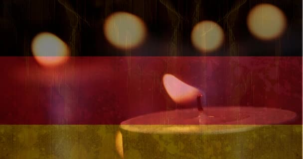 Digital Composite German Flag Candles Background One Candle Going Out — Stock Video