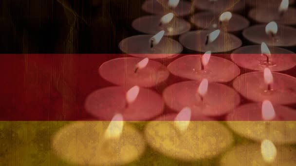 Digital Composite German Flag Candles Fading Away — Stock Video