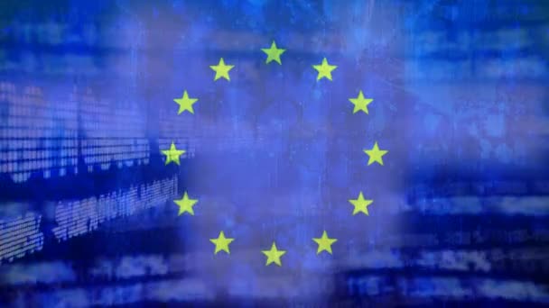 Цифровий Складеного Зображення Прапора Європейського Цифрових Кодів Фоновому Режимі — стокове відео