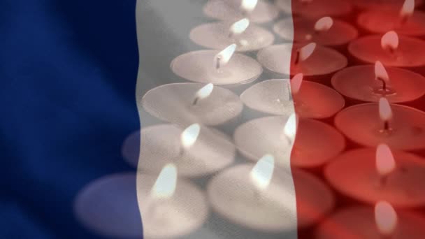 Digital Composite French Flag Candles Being Blown Out Breeze Background — Stock Video