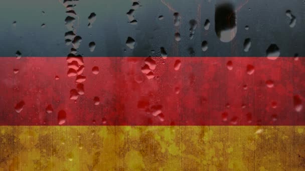 Bild Der Deutschen Flagge Hintergrund Mit Wassergesprenkeltem Glas Vordergrund Langsam — Stockvideo