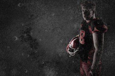 Rugby kask eski yıpranmış duvara tutan doğ