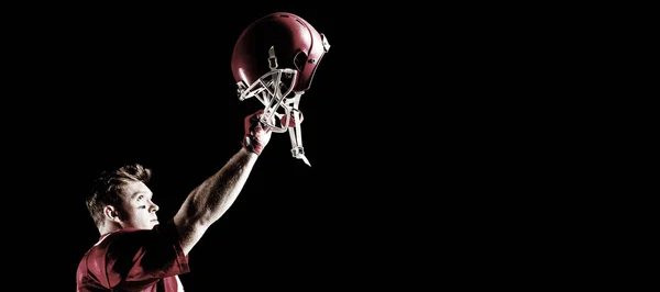Zijaanzicht Van American Football Speler Juichen Met Arm Omhoog — Stockfoto