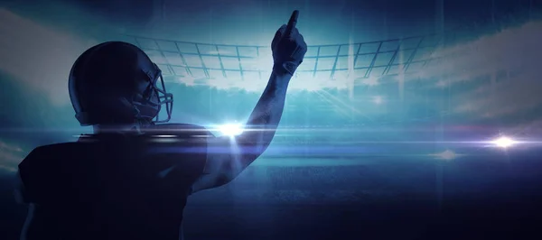 American Football Player Helmet Pointing Upwards American Football Arena — Stock Photo, Image