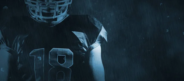 American Football Player Standing Helmet Full Frame Shot Black Patterned Stock Picture