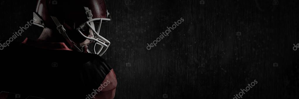 American Football Player Helmet Looking Side Full Frame Shot Black Stock Image