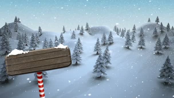 デジタル光空を背景の雪に覆われた松の木のアニメーションを生成 — ストック動画