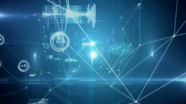 Dijital olarak oluşturulan satırları ve mavi arka plan ses frekansları animasyon