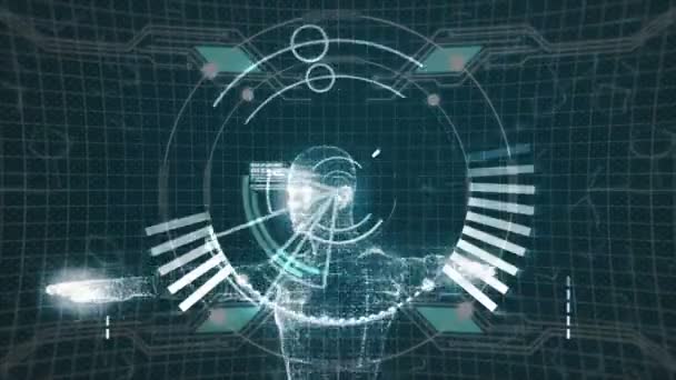 Цифровая Анимация Компьютера Созданного Человеком Синем Фоне — стоковое видео