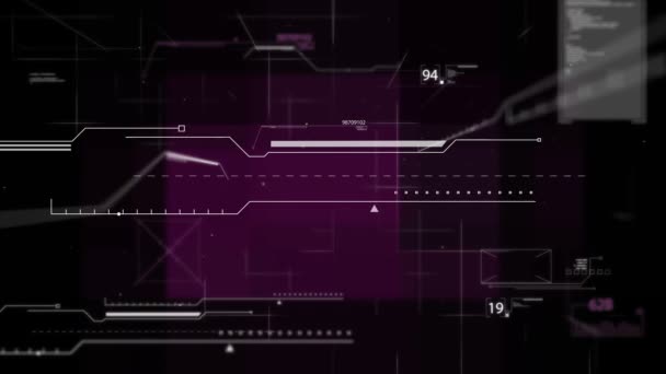 Созданная Компьютером Иллюстрация Числового Интерфейса Данных Темном Фоне — стоковое видео