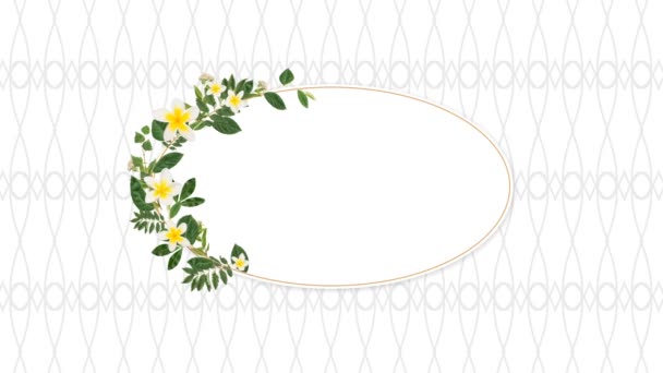 Moldura Foto Oval Para Espaço Cópia Com Flores Amarelas Decorativas — Vídeo de Stock