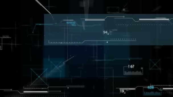 Созданная Компьютером Иллюстрация Числового Интерфейса Данных Темном Фоне — стоковое видео