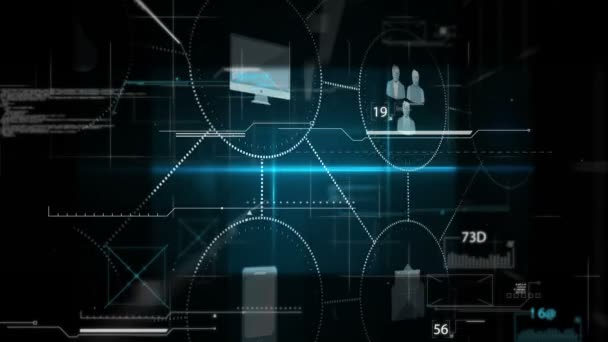 Visualizzazione Futuristica Della Tecnologia Sullo Sfondo Scuro — Video Stock