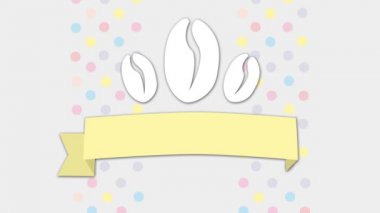 kahve çekirdekleri logo ve afiş karşı krem ile pastel noktalar arka plan beyaz