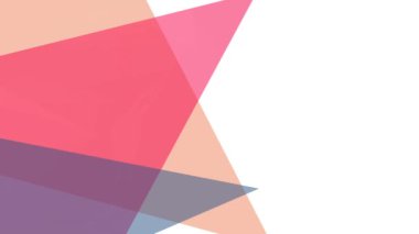 Üç pembe, mavi ve sarı üçgen kopya alanı için beyaz arka plan dijital animasyon