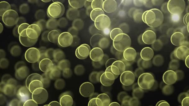 Animation Cercles Jaunes Bokeh Brillant Avec Fond Sombre — Video