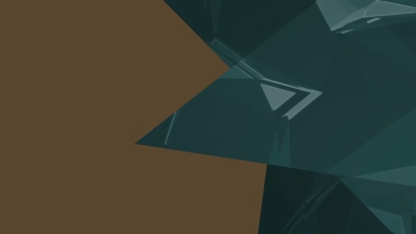 コピー スペースのための茶色の背景に対して つ暗い青明るい三角形のデジタル アニメーション — ストック動画